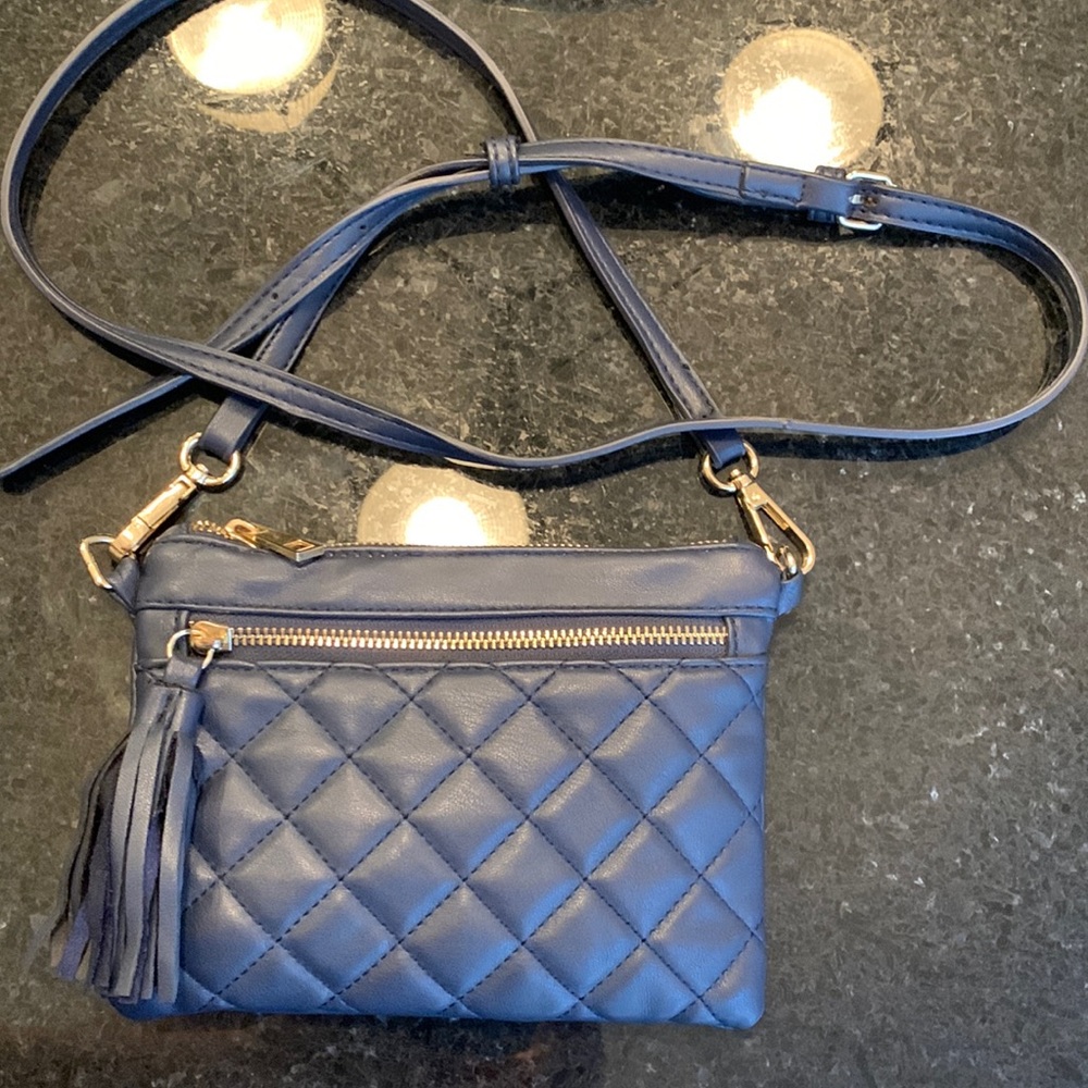 Super soft small leather navy quilted Crossbody purse